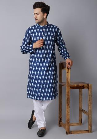 Picture of Wonderful Cotton Midnight Blue Kurtas