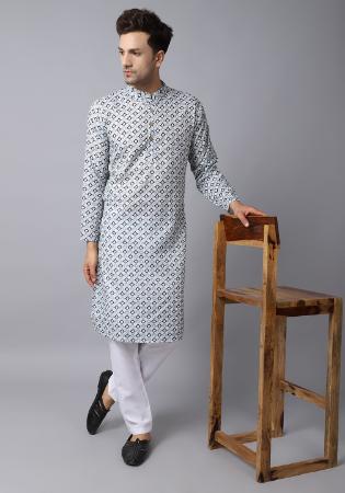 Picture of Delightful Cotton Ghost White Kurtas