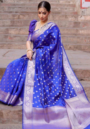 Picture of Pretty Silk Medium Slate Blue Saree