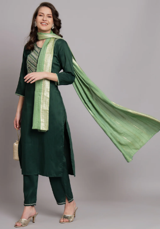 Picture of Fascinating Cotton Sea Green Readymade Salwar Kameez