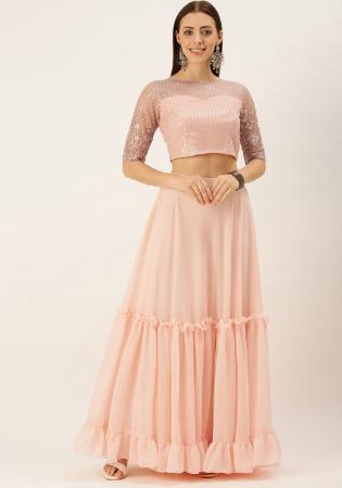 Picture of Georgette & Organza Pale Golden Rod Readymade Gown