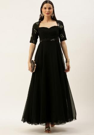 Picture of Grand Georgette & Organza Black Readymade Gown