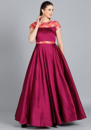 Picture of Georgette & Organza Dark Magenta Readymade Gown