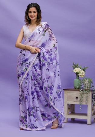 Picture of Stunning Chiffon Purple Saree