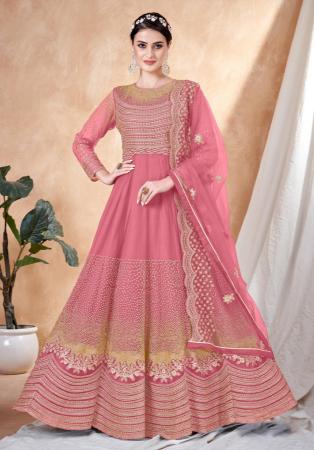 Picture of Exquisite Net Pale Violet Red Anarkali Salwar Kameez