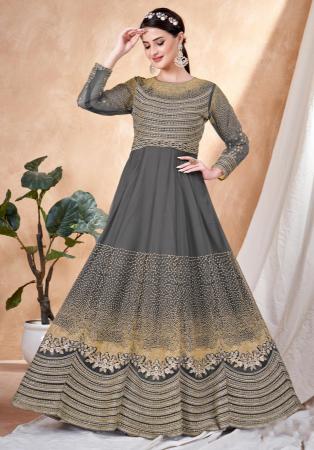 Picture of Elegant Net Dim Gray Anarkali Salwar Kameez