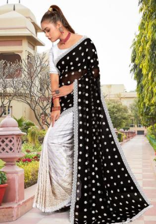 Picture of Resplendent Georgette Black & White Saree