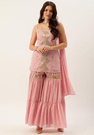 Picture of Georgette & Net Pink Readymade Salwar Kameez