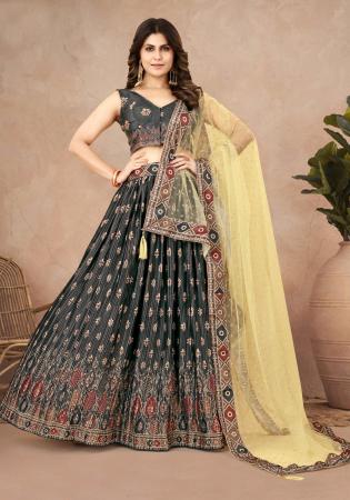 Picture of Lovely Silk Dark Slate Grey Lehenga Choli