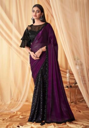 Picture of Pretty Georgette & Silk Brown Saree