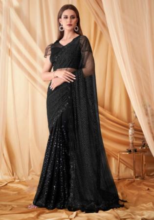 Picture of Enticing Georgette & Silk Black Saree