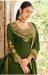 Picture of Linen Dark Olive Green Straight Cut Salwar Kameez