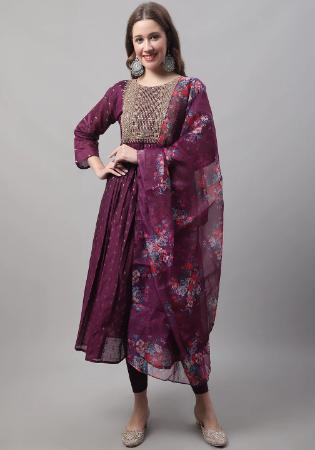 Picture of Sightly Chiffon Purple Readymade Salwar Kameez