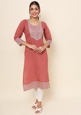 Picture of Nice Cotton Indian Red Kurtis & Tunic