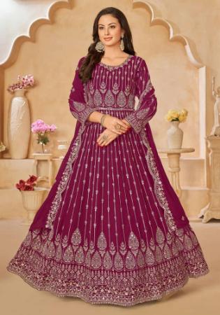 Picture of Pleasing Georgette Maroon Straight Cut Salwar Kameez