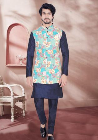 Picture of Ravishing Silk Navy Blue Kurtas