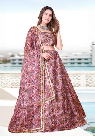 Picture of Wonderful Satin & Silk Rosy Brown Lehenga Choli