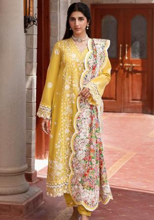 Picture of Rayon & Cotton Golden Rod Straight Cut Salwar Kameez