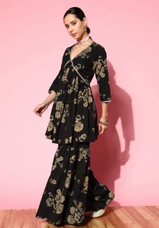 Picture of Delightful Rayon Black Readymade Salwar Kameez