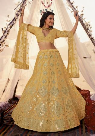 Picture of Nice Organza Khaki Lehenga Choli