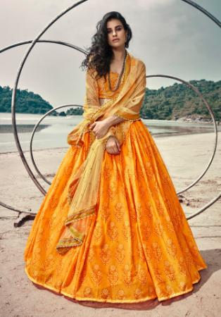 Picture of Gorgeous Organza Dark Orange Lehenga Choli