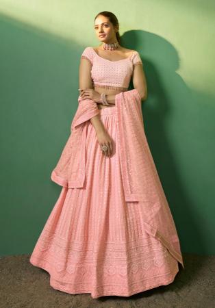 Picture of Taking Georgette Dark Salmon Lehenga Choli