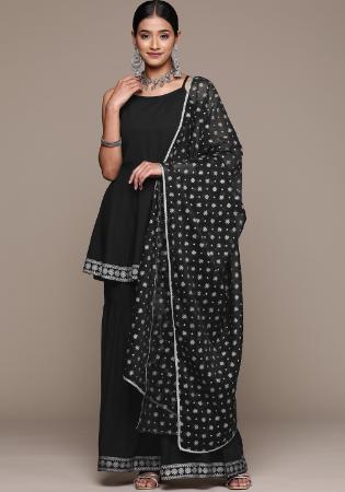 Picture of Fine Chiffon Black Readymade Salwar Kameez