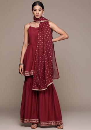 Picture of Charming Chiffon Maroon Readymade Salwar Kameez