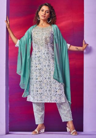 Picture of Beautiful Cotton Ghost White Readymade Salwar Kameez