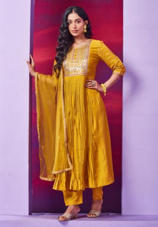 Picture of Cotton Dark Golden Rod Readymade Salwar Kameez