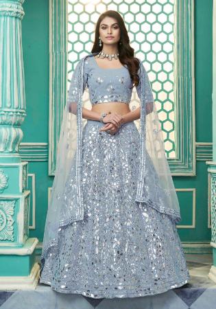 Picture of Elegant Georgette Light Steel Blue Lehenga Choli