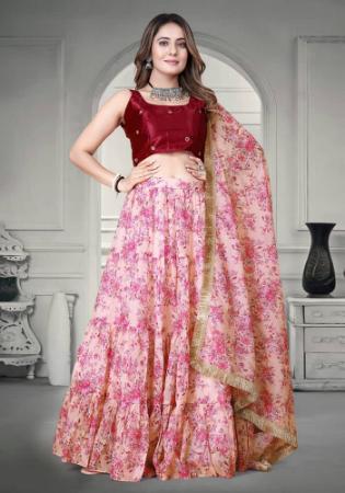 Picture of Wonderful Organza Pale Violet Red Lehenga Choli