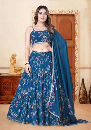 Picture of Enticing Organza Midnight Blue Lehenga Choli