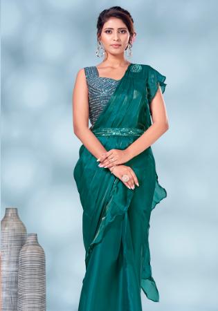 Picture of Taking Chiffon Teal Saree