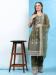 Picture of Net Dark Olive Green Straight Cut Salwar Kameez