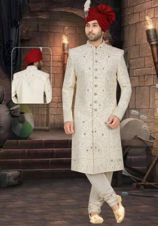 Picture of Grand Silk Off White Sherwani