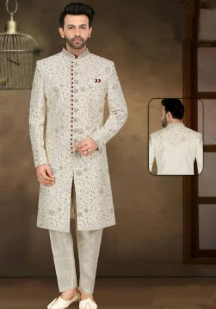 Picture of Lovely Silk Light Grey Sherwani