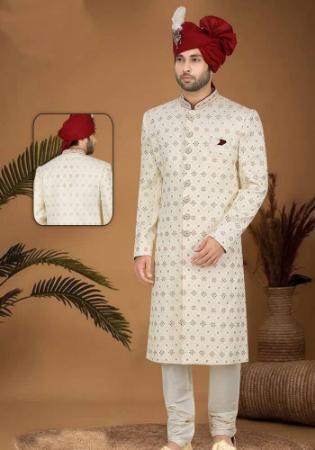 Picture of Fine Silk Beige Sherwani