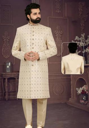 Picture of Excellent Silk Tan Sherwani