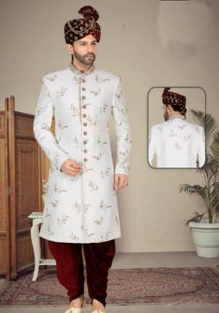 Picture of Delightful Georgette Ghost White Sherwani