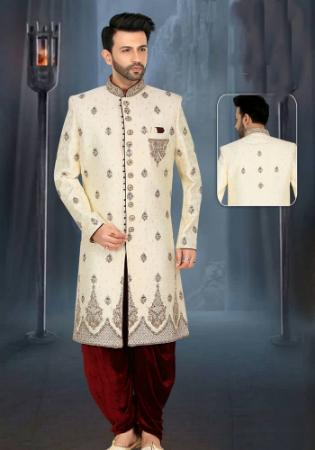 Picture of Appealing Georgette Beige Sherwani