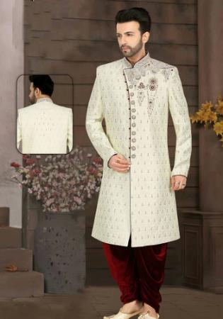 Picture of Splendid Georgette Beige Sherwani