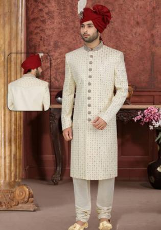 Picture of Graceful Georgette Beige Sherwani