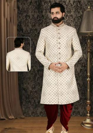 Picture of Charming Georgette Off White Sherwani