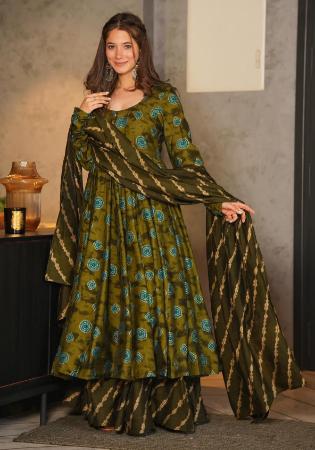 Picture of Well Formed Chiffon Green Readymade Salwar Kameez