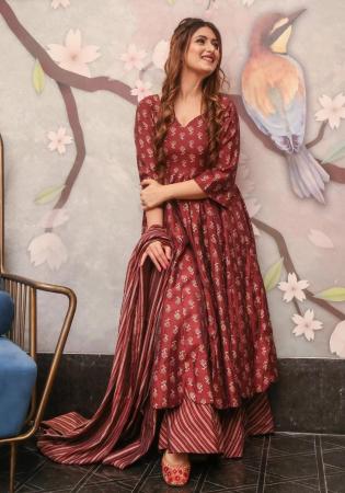 Picture of Gorgeous Chiffon Maroon Readymade Salwar Kameez