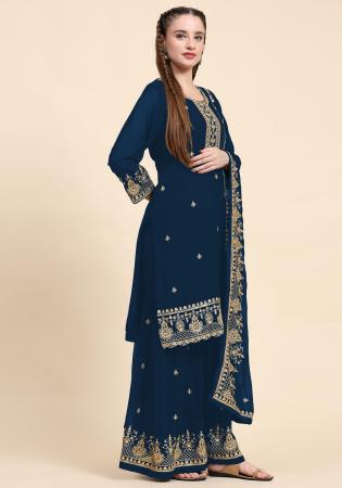 Picture of Georgette Midnight Blue Straight Cut Salwar Kameez