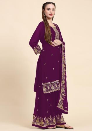 Picture of Taking Georgette Purple Straight Cut Salwar Kameez