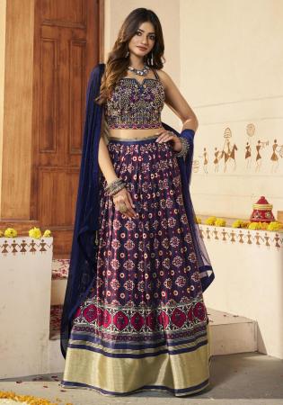 Picture of Lovely Silk Midnight Blue Lehenga Choli