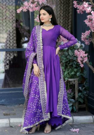 Picture of Cotton & Silk Slate Blue Readymade Salwar Kameez